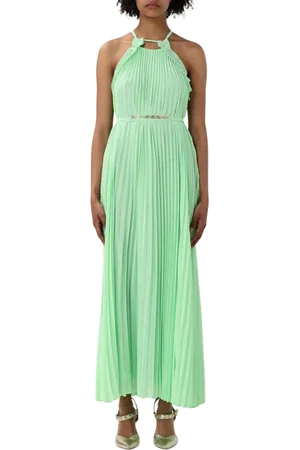 Twin-Set Femme, Robes, Vert, Taille: 44 FR Robe Longue Élégante avec Col Halter