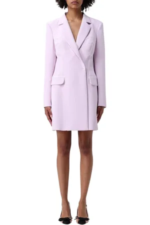 Elisabetta Franchi Femme, Robes, Violet, Taille: 36 FR Robe Mini en Crêpe Col V Quartz