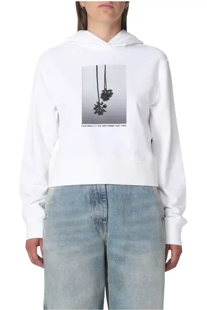 Palm Angels Femme, Sweatshirts et sweats à capuche, Blanc, Taille: 38 FR Sweat à capuche blanc raccourci