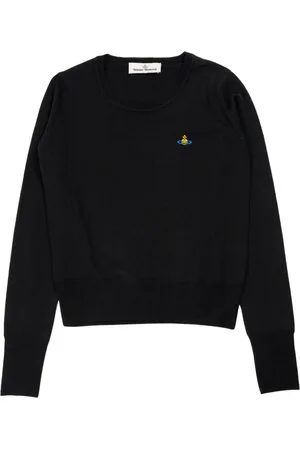Vivienne Westwood Femme, Pulls, Noir, Taille: 38 FR Pull noir en laine avec orbe brodé