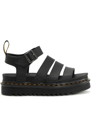 Dr. Martens Femme, Chaussures, Noir, Taille: 36 EU Sandales en Cuir à Bout Ouvert