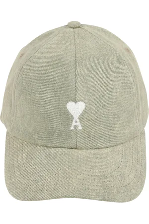 Ami Homme, Accessoires, Vert, Taille: ONE Size Casquette Vintage en Sergé de Coton avec Broderie en Point de Chaînette