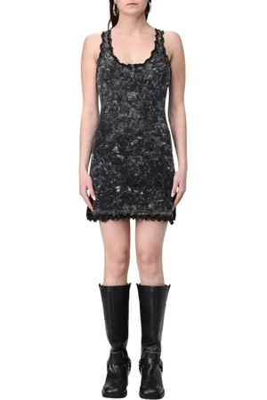 Diesel Femme, Robes, Noir, Taille: 36 FR Robe Mini Ribbed Acid Wash