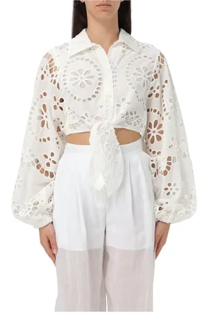 MC2 SAINT BARTH Femme, Blouses et Chemises, Blanc, Taille: 38 FR Chemisier Blanc à Broderie et