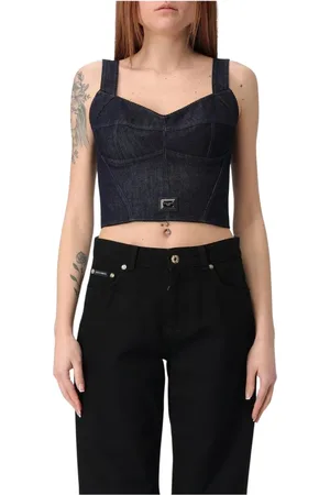 Dolce & Gabbana Femme, Tops, Bleu, Taille: 36 FR Haut Bleu Col Sweetheart