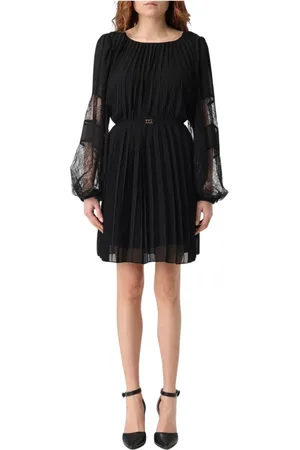 Twin-Set Femme, Robes, Noir, Taille: 40 FR Robe Mini Élégante avec Manches en Dentelle
