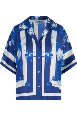 Msgm Femme, Blouses et Chemises, Bleu, Taille: 34 FR Chemise en viscose imprimée bleu cobalt