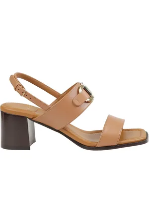 Salvatore Ferragamo Femme, Chaussures, Brun, Taille: 37 EU Sandale en cuir noir avec accent Gancini