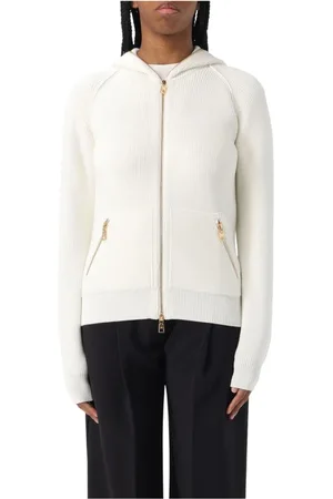 Elisabetta Franchi Femme, Sweatshirts et sweats à capuche, , Taille: 36 FR Ivory ZipUp Sweat à capuche