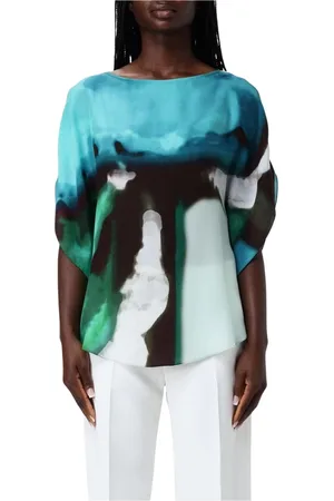 GIANLUCA CAPANNOLO Femme, Blouses et Chemises, Multicolore, Taille: 42 FR Chemisier en Soie Vert Abstrait