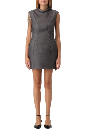 Serafini Femme, Robes, Gris, Taille: 38 FR Robe Mini Grise à Col Haut