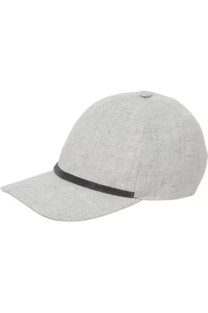 Brunello Cucinelli Femme, Accessoires, Gris, Taille: M Casquette de Baseball en Lin Gris avec Perles