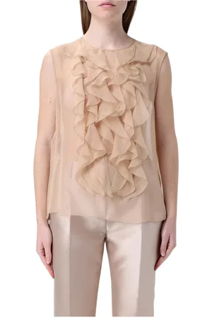 Alberta Ferretti Femme, Blouses et Chemises, Rose, Taille: 42 FR Chemisier en Mousseline Rose à Volants