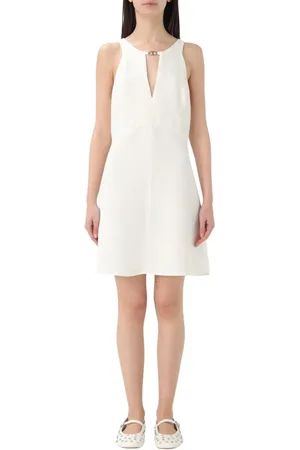 Twin-Set Femme, Robes, Blanc, Taille: 36 FR Robe Mini Col Keyhole Menthe