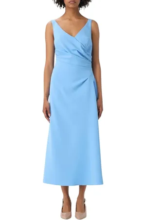 ERMANNO SCERVINO Femme, Robes, Bleu, Taille: 36 FR Robe Midi Rouge Drapée Col en V
