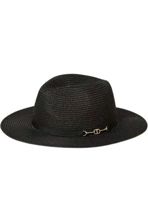 Twin-Set Femme, Accessoires, Noir, Taille: ONE Size Chapeau de paille noir à large bord avec ruban