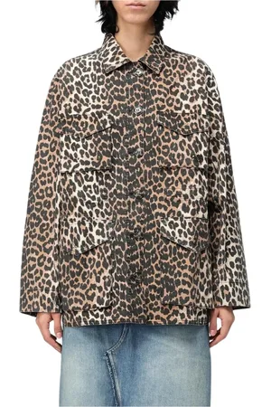 Ganni Femme, Vestes, Multicolore, Taille: 36 FR Veste Léopard Coupe Décontractée
