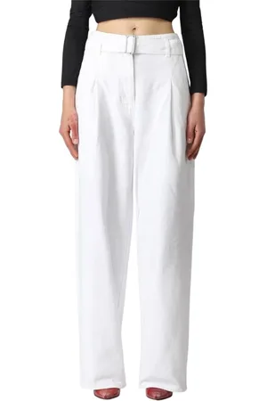 Serafini Femme, Jeans, Blanc, Taille: 36 FR Jean Blanc à Jambes Larges avec Ceinture
