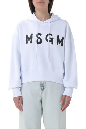Msgm Femme, Sweatshirts et sweats à capuche, Blanc, Taille: 36 FR Sweat à capuche court blanc manches longues