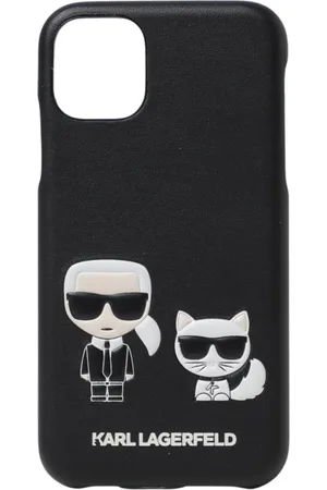 Karl Lagerfeld Homme, Accessoires, Noir, Taille: ONE Size Étui en cuir pour iPhone 11