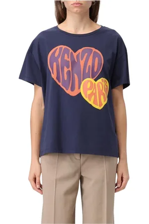 Kenzo Femme, Tops, Bleu, Taille: 38 FR T-shirt graphique cœur bleu