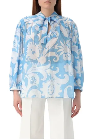 Etro Femme, Blouses et Chemises, Bleu, Taille: 40 FR Chemisier Bleu à Imprimé Paisley