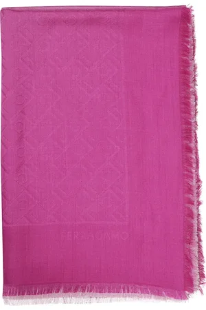 Salvatore Ferragamo Femme, Accessoires, Rose, Taille: ONE Size Châle en mélange laine et soie jacquard