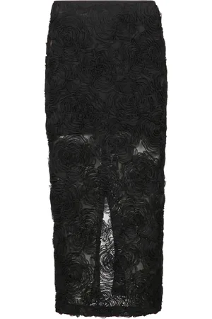 ROTATE Femme, Jupes, Noir, Taille: 42 FR Robe noire à paillettes et broderie florale