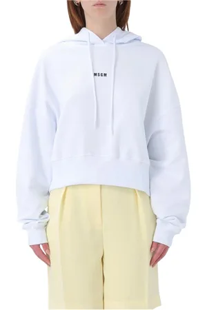 Msgm Femme, Sweatshirts et sweats à capuche, Blanc, Taille: 38 FR Sweat à Capuche Court Blanc