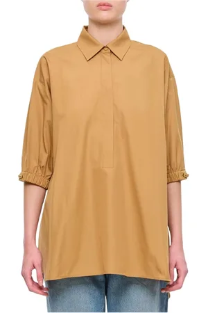 Max Mara Femme, Blouses et Chemises, Brun, Taille: 40 FR Chemise en Coton Marron, Style Élégant