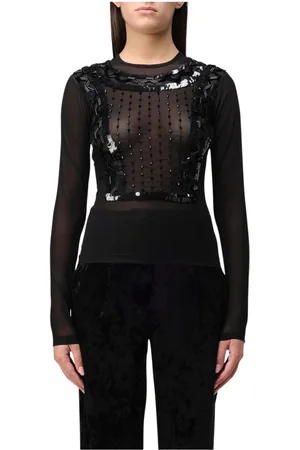 Alberta Ferretti Femme, Tops, Noir, Taille: 36 FR Haut Chic à Manches Longues en Maille