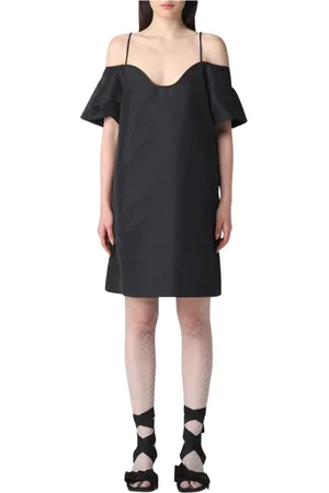 Ganni Femme, Robes, Noir, Taille: 36 FR Robe Mini Écologique avec Col en Cœur