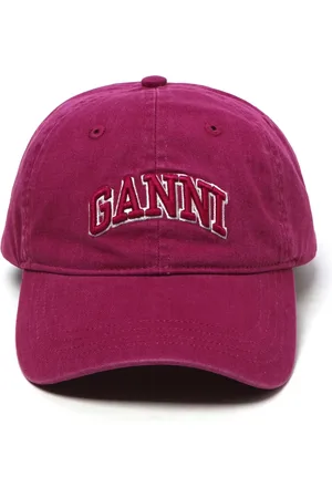 Ganni Femme, Accessoires, Violet, Taille: ONE Size Chapeau en Coton Brodé Logo Violet