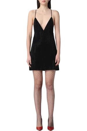 Dsquared2 Femme, Robes, Noir, Taille: 38 FR Robe Mini en Velours Cristal Embelli