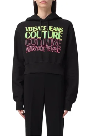 VERSACE Femme, Sweatshirts et sweats à capuche, Noir, Taille: 34 FR Sweat à Capuche Noir avec Logo