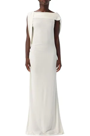 Alberta Ferretti Femme, Robes, Blanc, Taille: 38 FR Robe Maxi Blanche Drapée Élégante