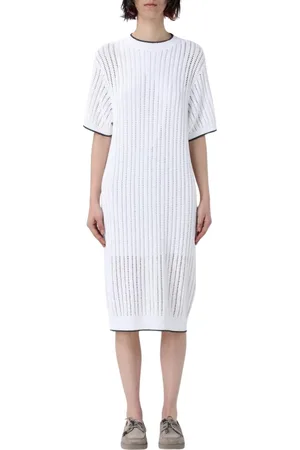 Brunello Cucinelli Femme, Robes, Blanc, Taille: 36 FR Robe Midi A-Line Blanche