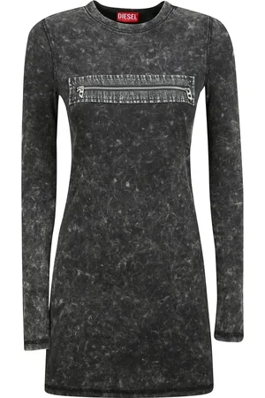 Diesel Femme, Robes, Noir, Taille: 42 FR Robe Mini Zip Denim Cut-Out