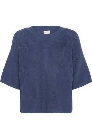 Part Two Femme, Pulls, Bleu, Taille: 38 FR Bleu Océan Lin Coton Sweat
