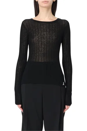 Patrizia Pepe Femme, Pulls, Noir, Taille: 36 FR Haut Noir en Dentelle et Col en V