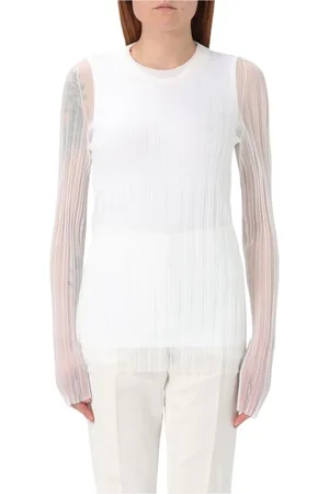 Sportmax Femme, Pulls, Blanc, Taille: 40 FR Pull en Tricot Luxueux Design Élégant