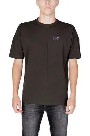EA7 Homme, Tops, Noir, Taille: S T-shirt en Coton Gris avec Logo