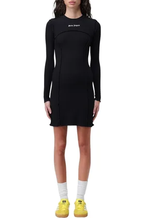 Palm Angels Femme, Robes, Noir, Taille: 36 FR Elegant Ribbed Mini Dress