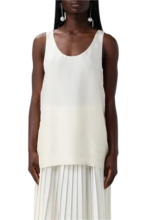 Serafini Femme, Tops, Blanc, Taille: 44 FR Haut Cami en Soie Marron