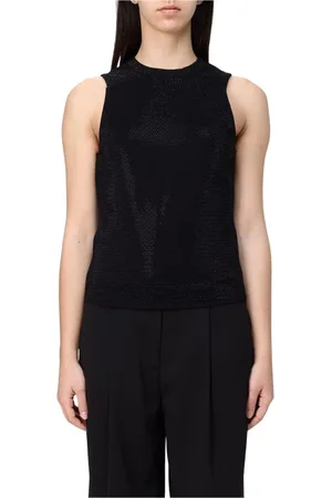 Emporio Armani Femme, Tops, Noir, Taille: 40 FR Haut en Tricot Noir avec Ornements