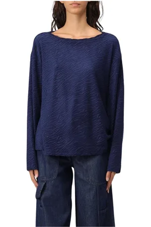 Emporio Armani Femme, Pulls, Bleu, Taille: 42 FR Pull en Tricot Col Bateau Bleu