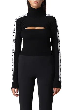 Chiara Ferragni Femme, Pulls, Noir, Taille: 40 FR Pull en Tricot Noir avec Détail Brodé