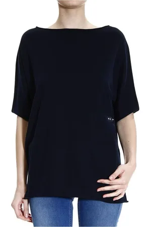 FAY Femme, Tops, Bleu, Taille: 38 FR Pull en tricot à col bateau bleu