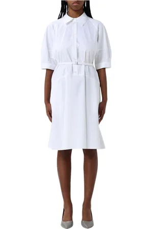HUGO BOSS Femme, Robes, Blanc, Taille: 36 FR Robe élégante à taille ceinturée manches courtes