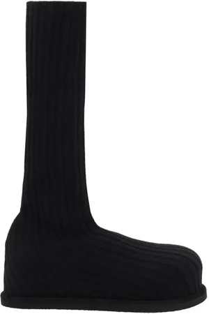 Amina Muaddi Femme, Chaussures, Noir, Taille: 38 EU Bottes en laine côtelée